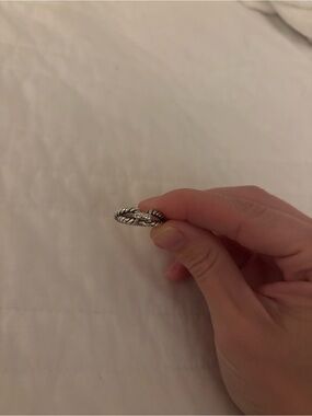 David Yurman Sterling Silver Cable Ring with Pavé Diamonds
